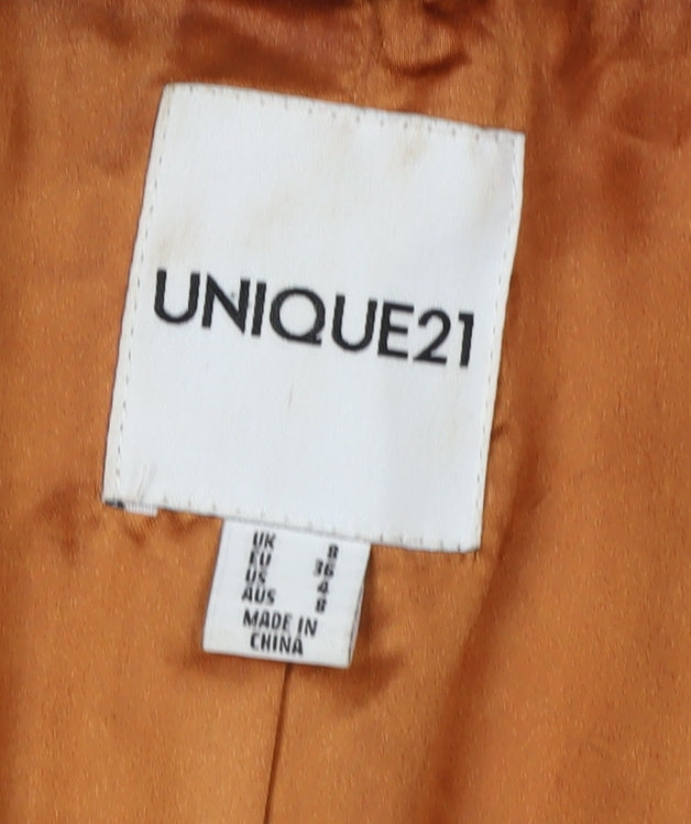 Unique21 Women's Brown Long Belted Coat Size 8