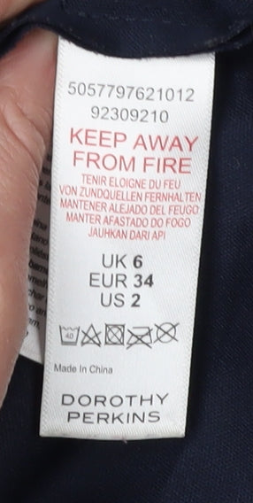 Dorothy Perkins Women's Blue Hooded Rain Coat Size 6