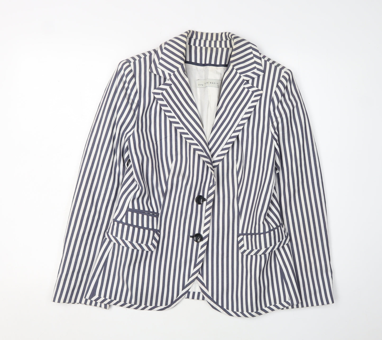 Zara Womens Blue Striped Blazer Jacket Size 12