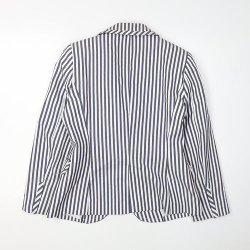 Zara Womens Blue Striped Blazer Jacket Size 12