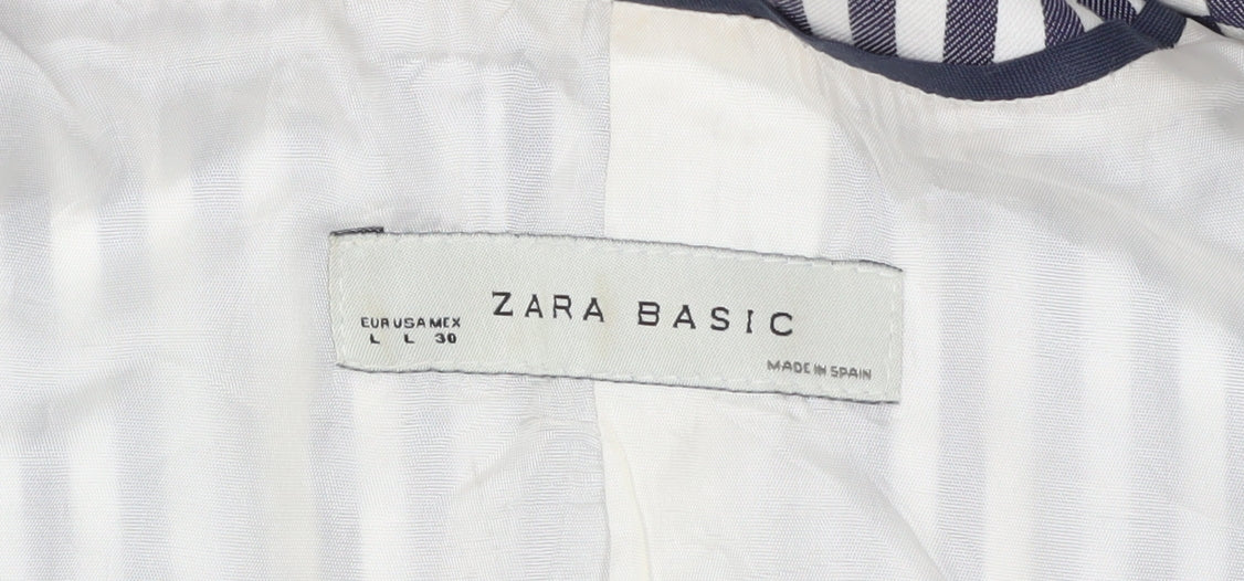 Zara Womens Blue Striped Blazer Jacket Size 12