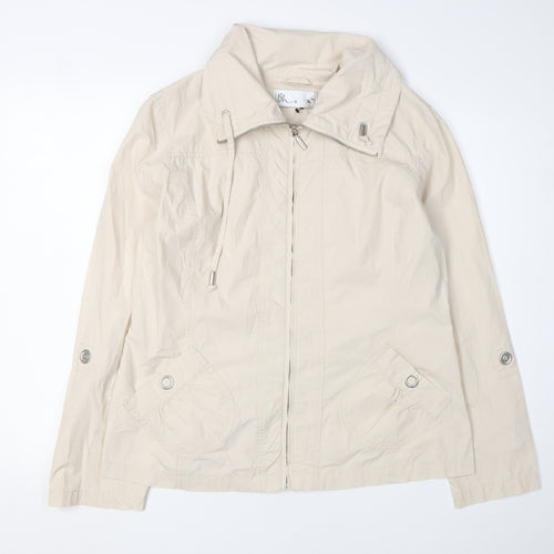 BHS Women Beige Zip Jacket Size 16 Casual Cotton