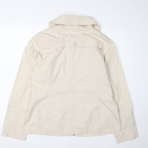 BHS Women Beige Zip Jacket Size 16 Casual Cotton
