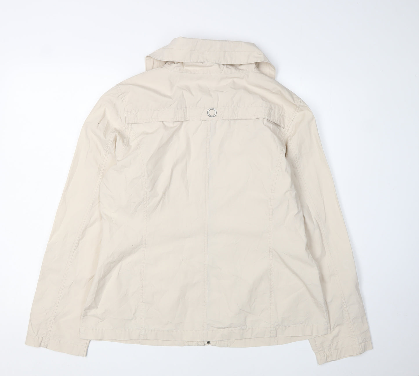 BHS Women Beige Zip Jacket Size 16 Casual Cotton