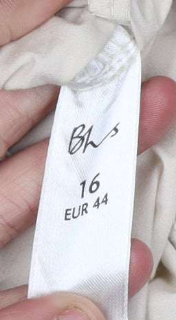 BHS Women Beige Zip Jacket Size 16 Casual Cotton
