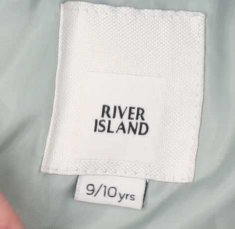 River Island Girls Green Puffer Jacket 9-10 Years