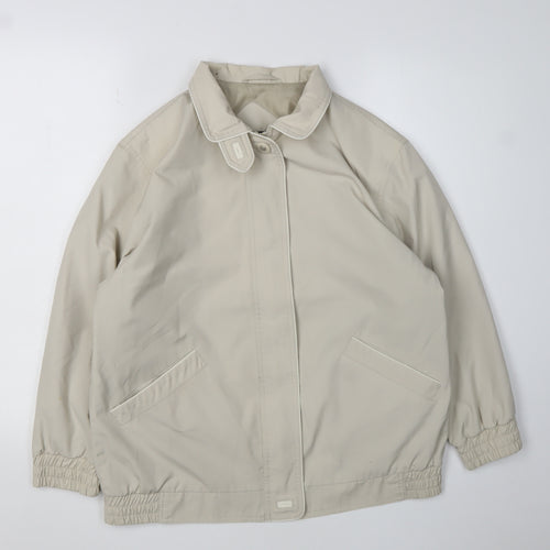 BH Women's Beige Basic Jacket Size 10, Collared Elastic