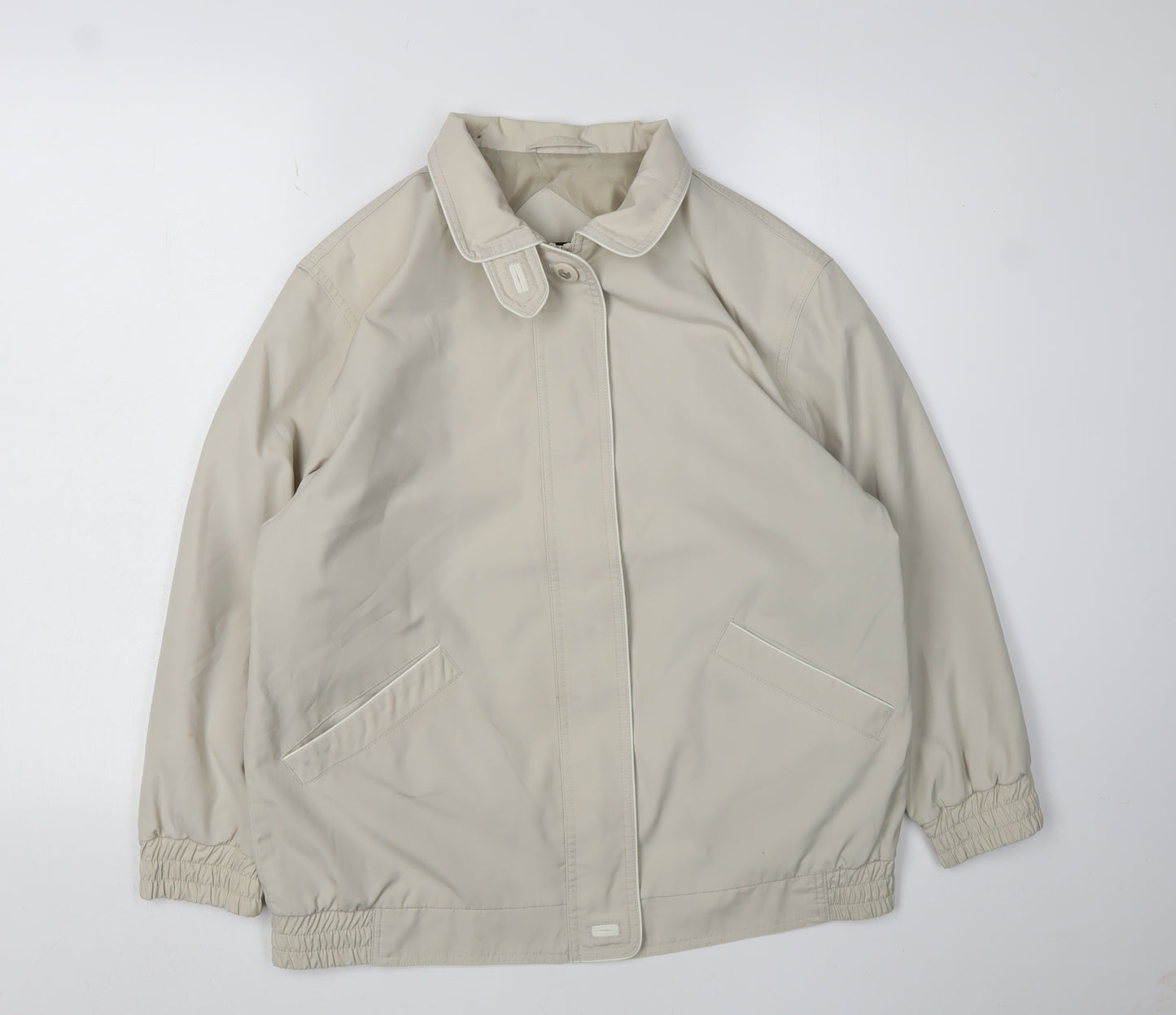 BH Women's Beige Basic Jacket Size 10, Collared Elastic