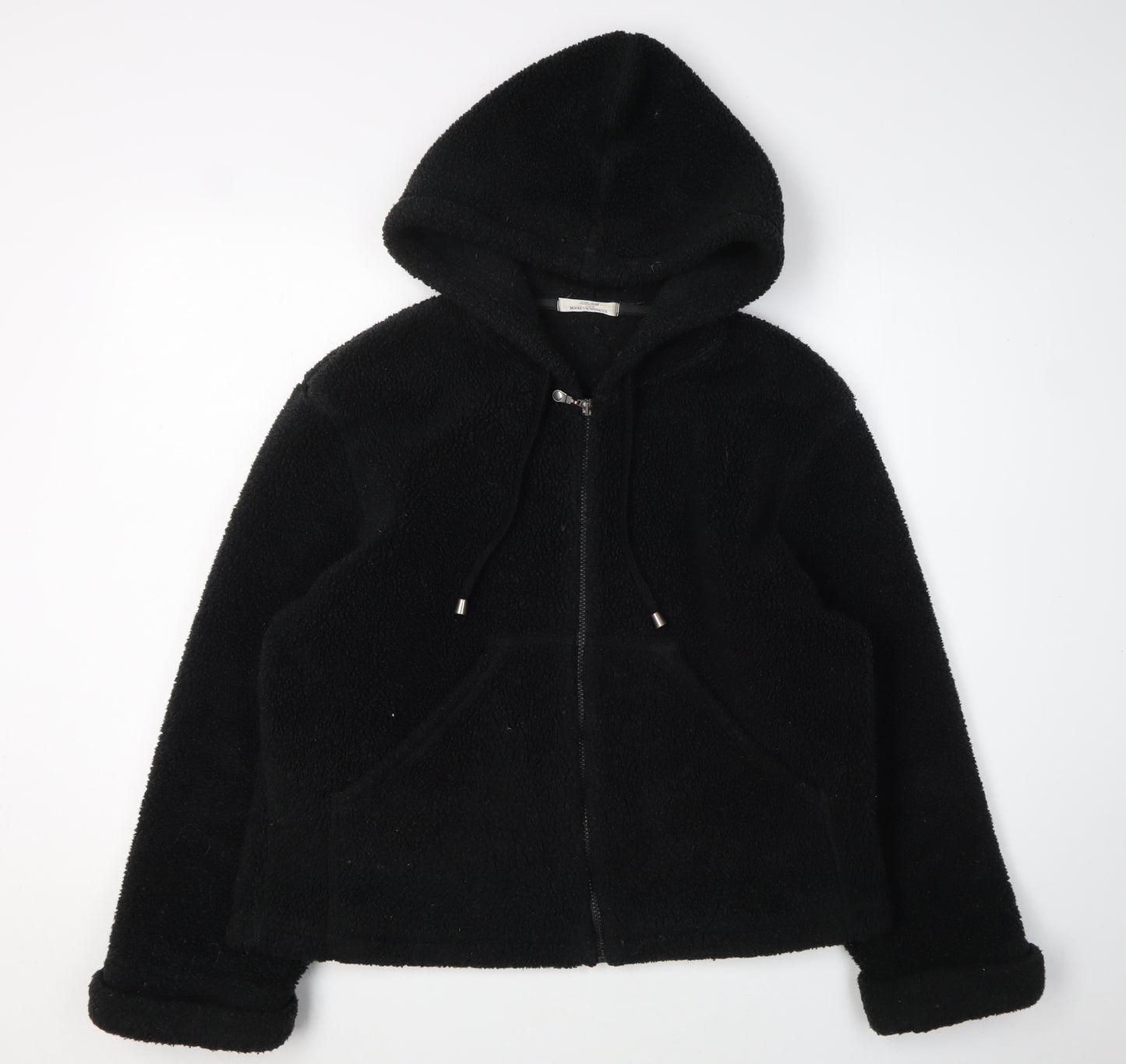 Marks and Spencer Women's Black Fleece Hooded Jacket Size 16