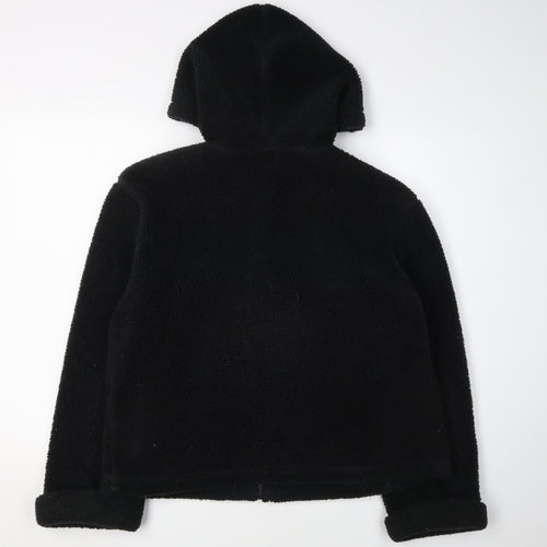 Marks and Spencer Women's Black Fleece Hooded Jacket Size 16