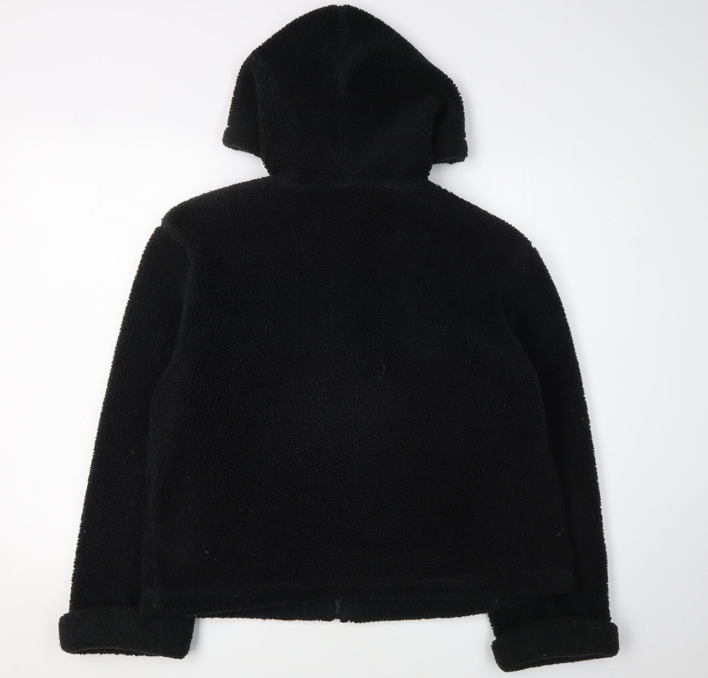 Marks and Spencer Women's Black Fleece Hooded Jacket Size 16