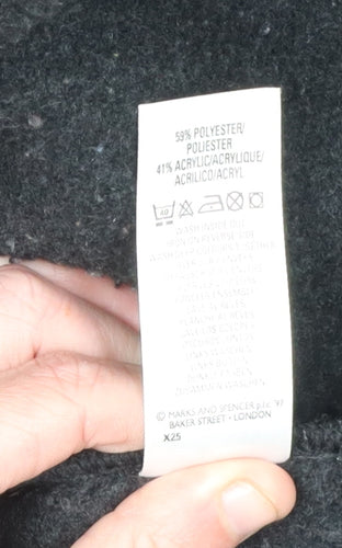 Marks and Spencer Women's Black Fleece Hooded Jacket Size 16