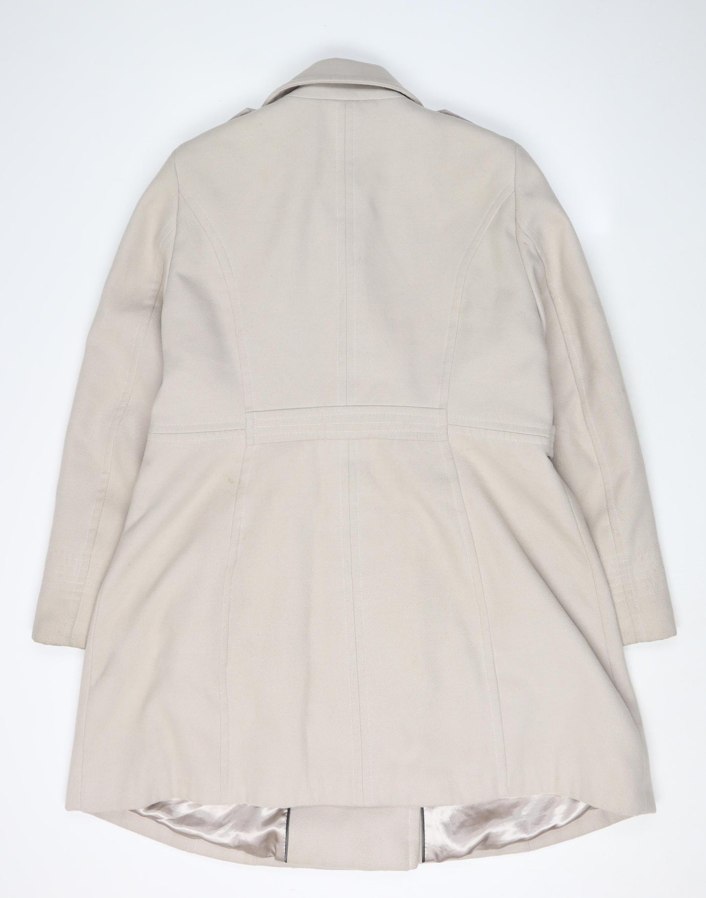 Wallis Beige Women's Coat Size 18 Motorcycle Style
