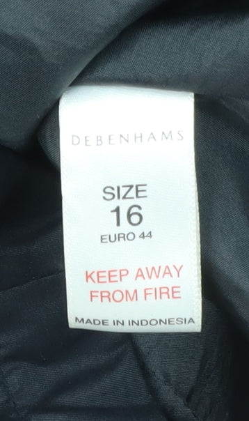 Debenhams Women's Black Hooded Parka Coat Size 16