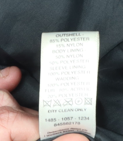 Debenhams Women's Black Hooded Parka Coat Size 16