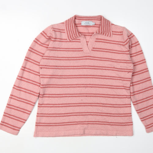 Honor Millburn Women's Pink Collared Pullover Jumper M