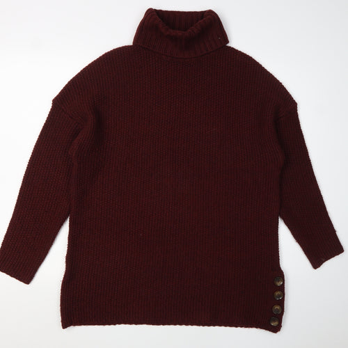 ONLY Women's Red Roll Neck Pullover Jumper Size L