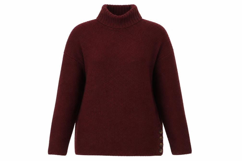 Front view of Only Women's Red Roll Neck jumper, size L