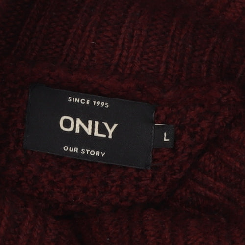 ONLY Women's Red Roll Neck Pullover Jumper Size L