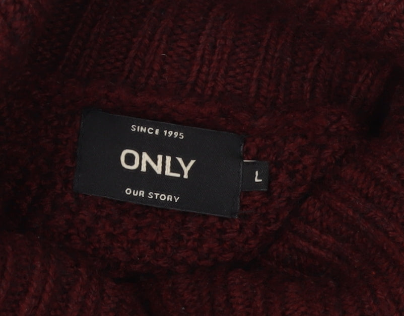 ONLY Women's Red Roll Neck Pullover Jumper Size L