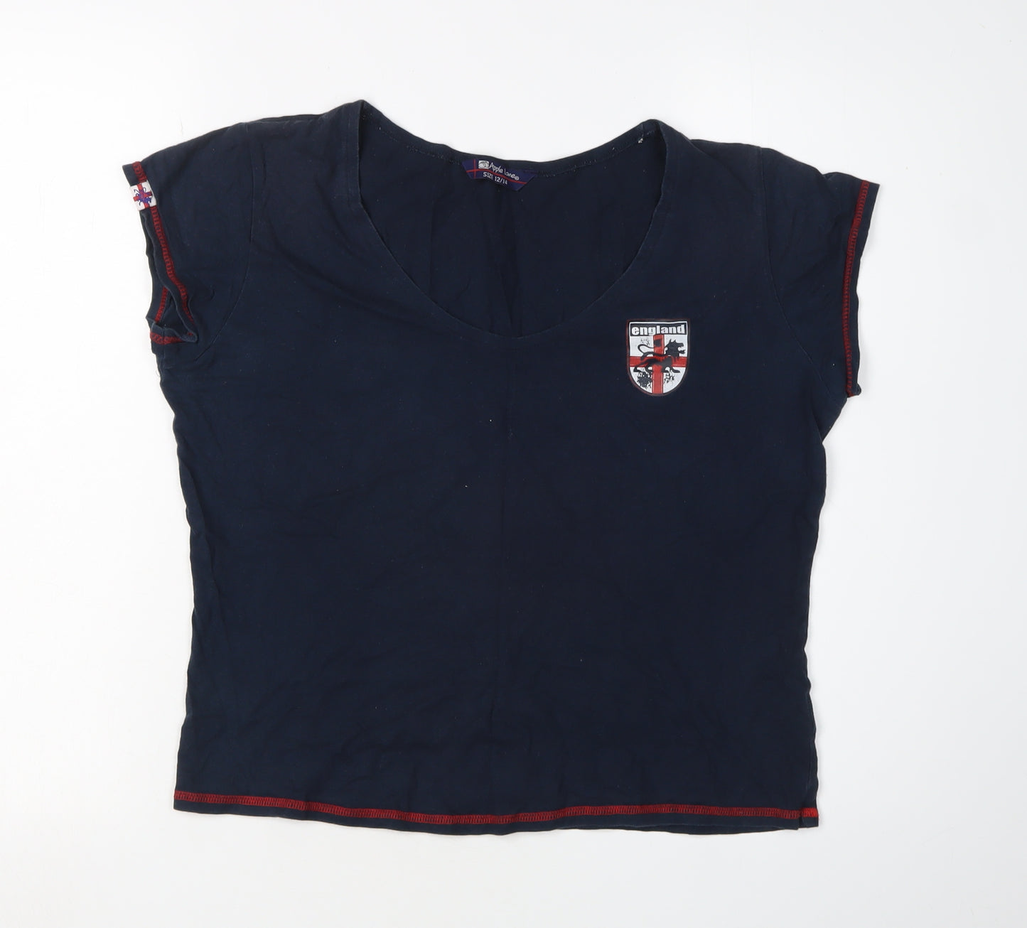 Apple Lane Women's Blue T-Shirt Size 12 Casual