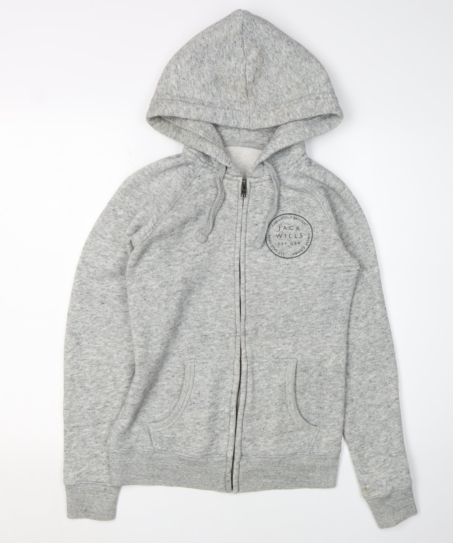 Jack Wills Women's Grey Full Zip Hoodie Size 8