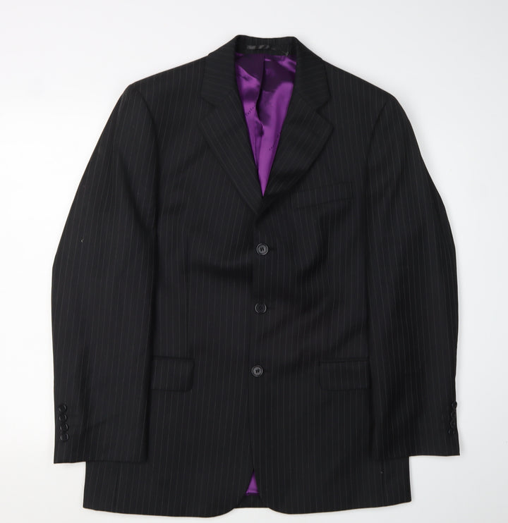 Scott & Taylor Men's Black Regular Fit Wool Suit Jacket 38R