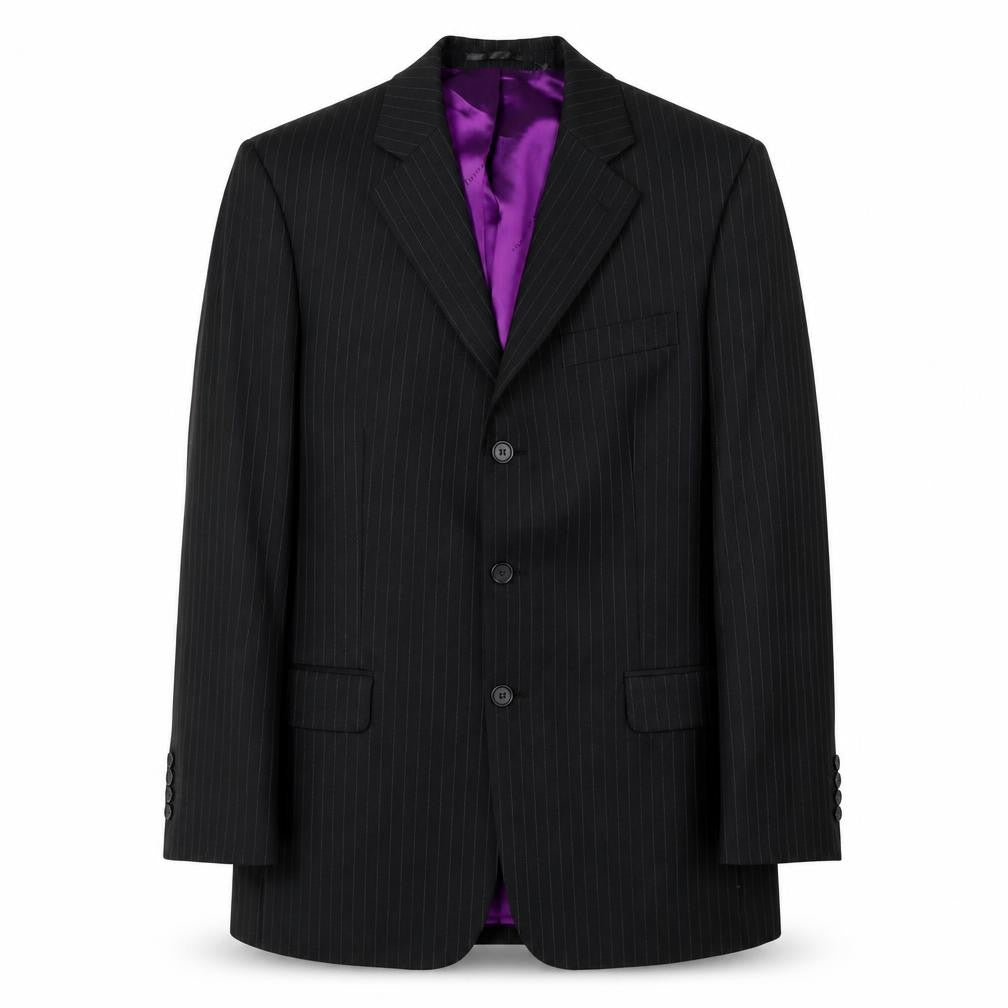 Front view of Scott & Taylor Men's Black Regular Fit Wool Suit Jacket 38R