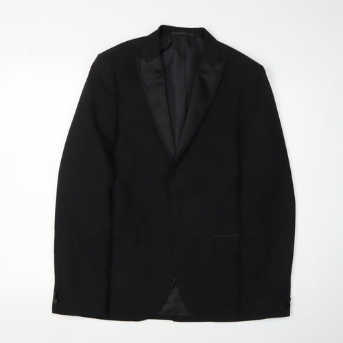 Moss London Men's Black Slim Tuxedo Jacket 38L