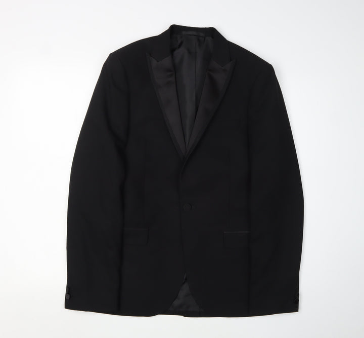 Moss London Men's Black Slim Tuxedo Jacket 38L