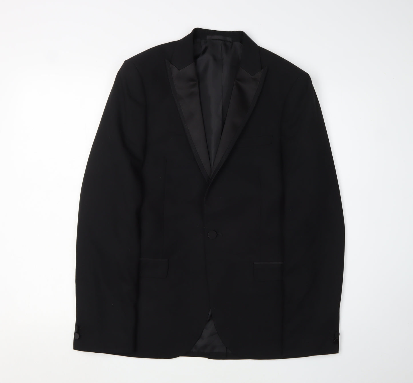Moss London Men's Black Slim Tuxedo Jacket 38L