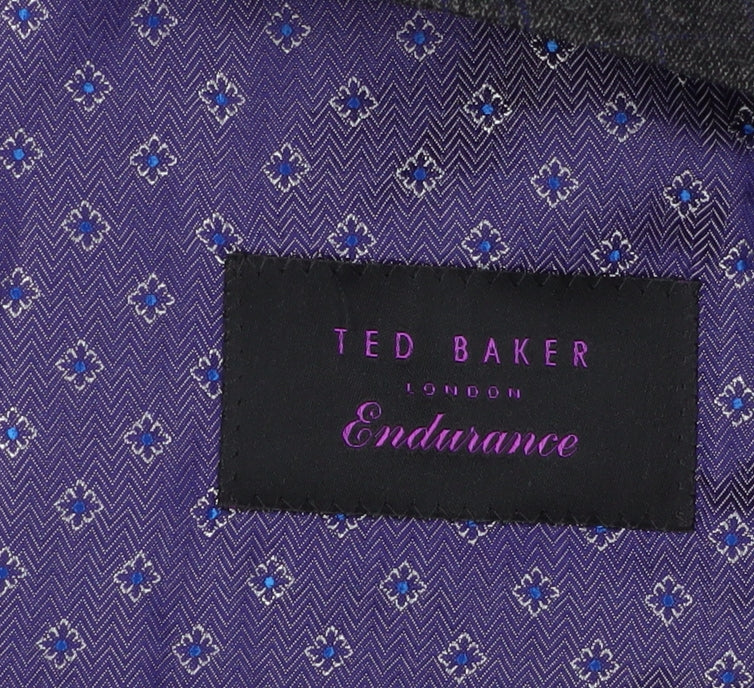 Ted Baker Men's Grey Check Wool Suit Waistcoat, Size 42R