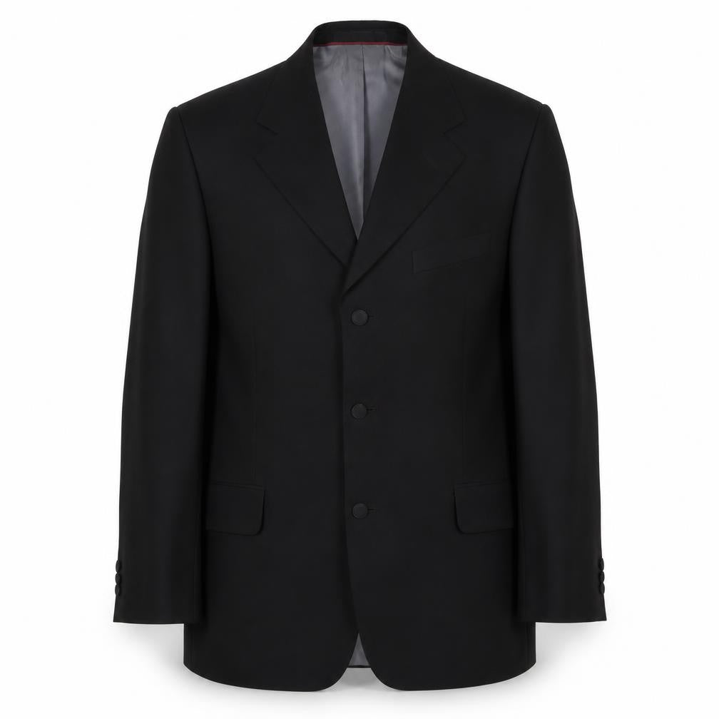 Front view of Armando Men's Black Suit Jacket, Notch Lapel, size 40R