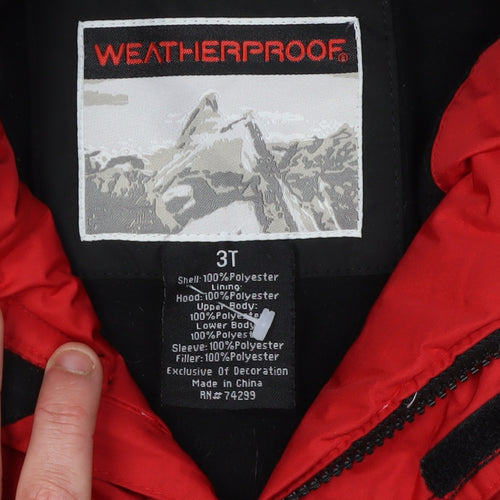 Weatherproof Boys Red Ski Jacket 3 Years Hooded Waterproof