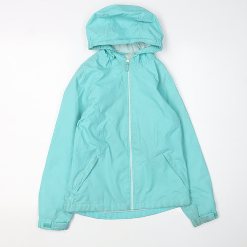 Mountain Warehouse Girls Blue Waterproof Rain Jacket, Size 9-10 Years
