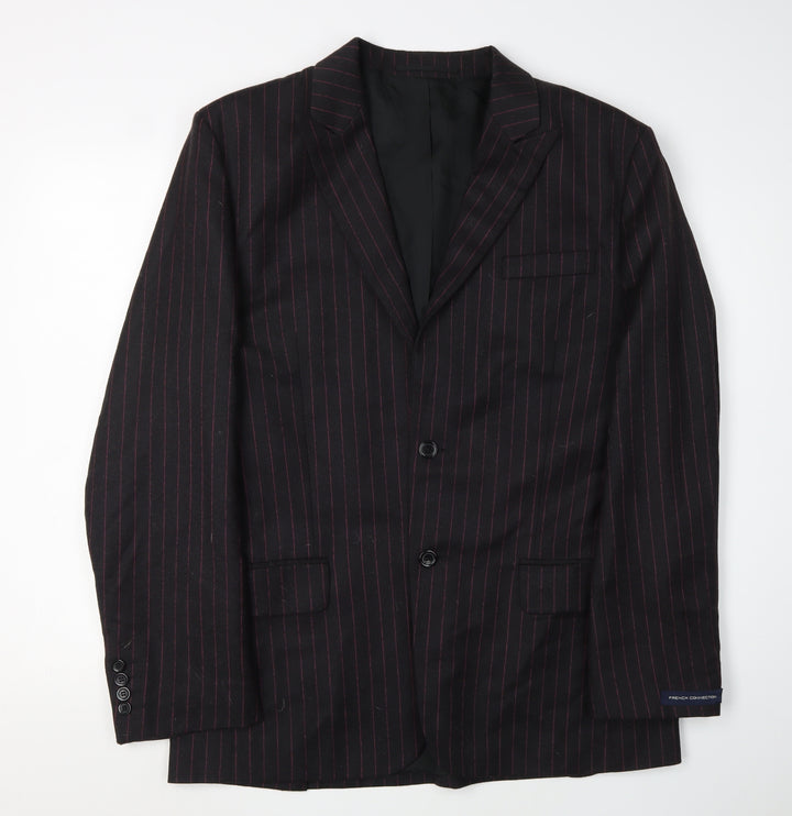 French Connection Men's Black Striped Blazer Size 42