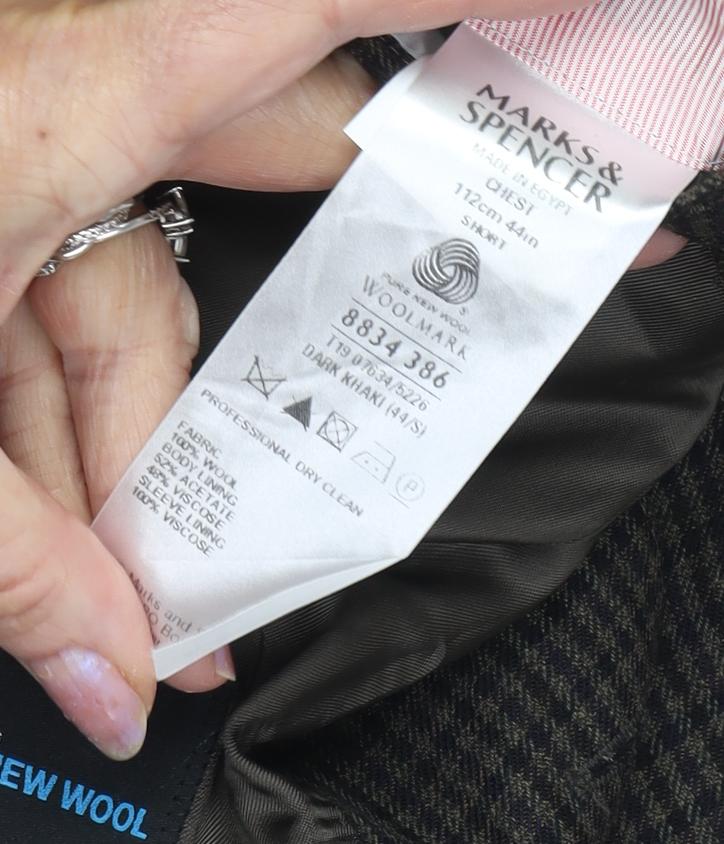 Marks and Spencer Men's Brown Check Blazer 44R