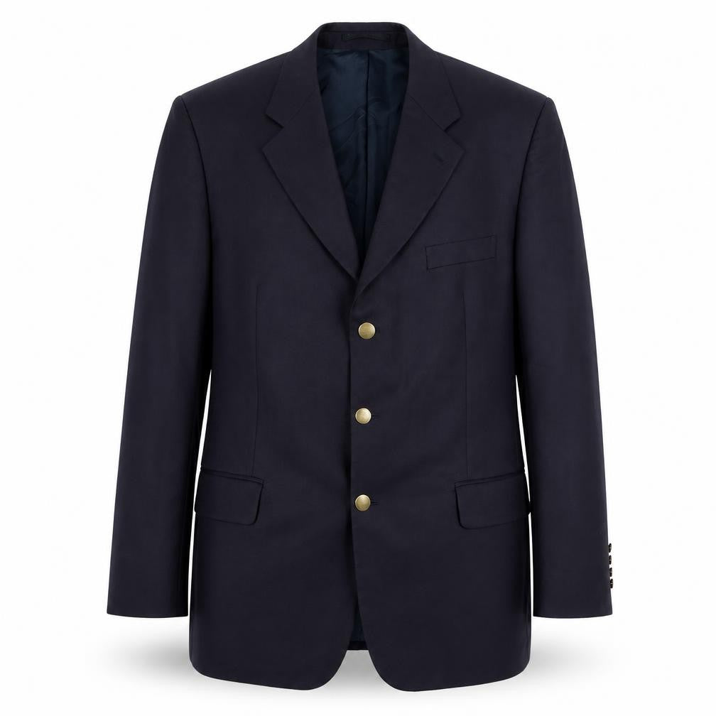 Front view of Lipman and Sons Men's Blue Blazer, size 42R, Regular Fit