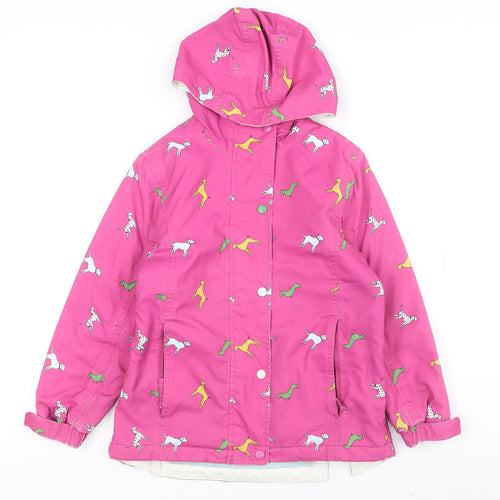 Joules Girls Pink Animal Print Parka Jacket Age 8