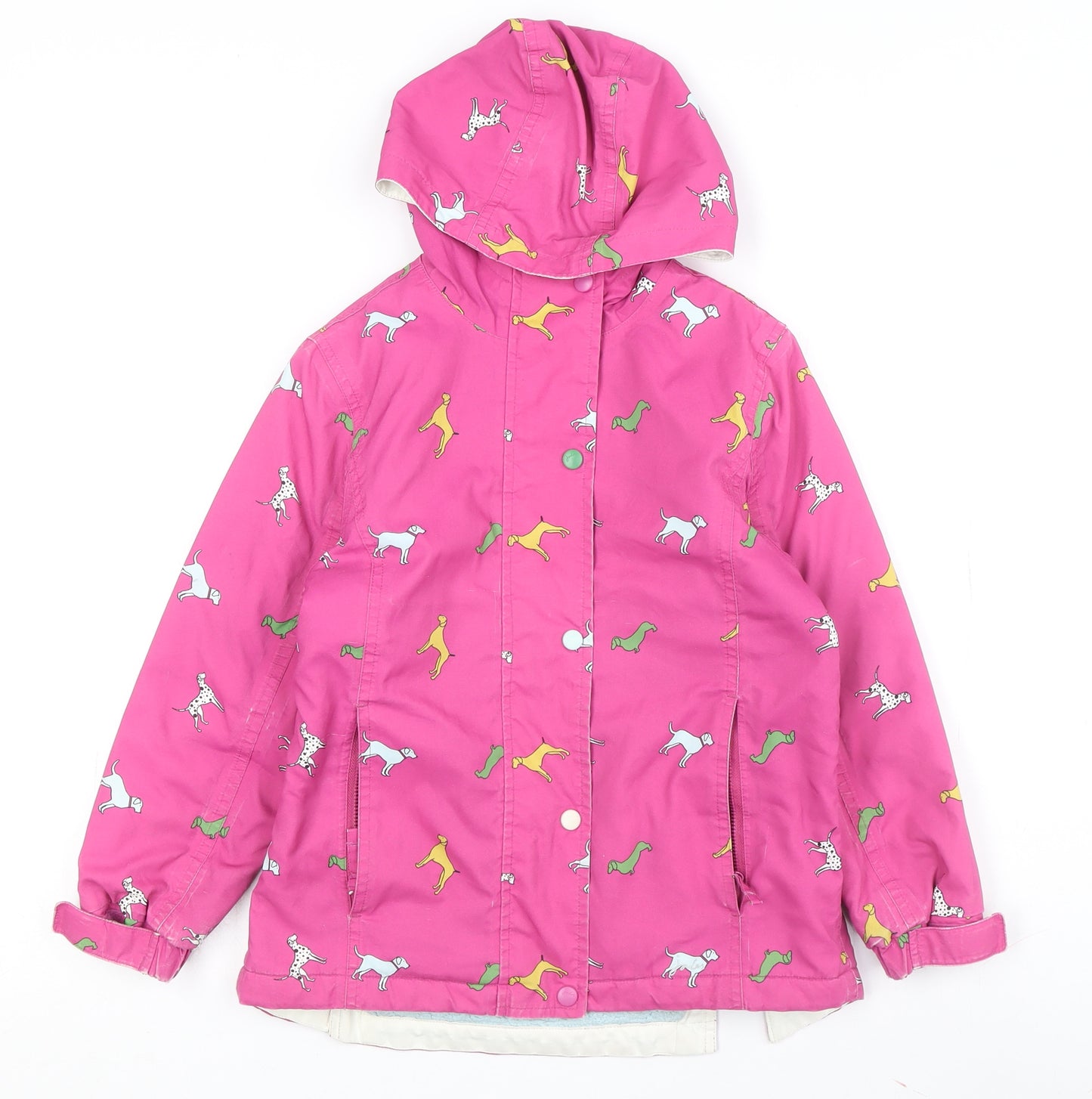 Joules Girls Pink Animal Print Parka Jacket Age 8