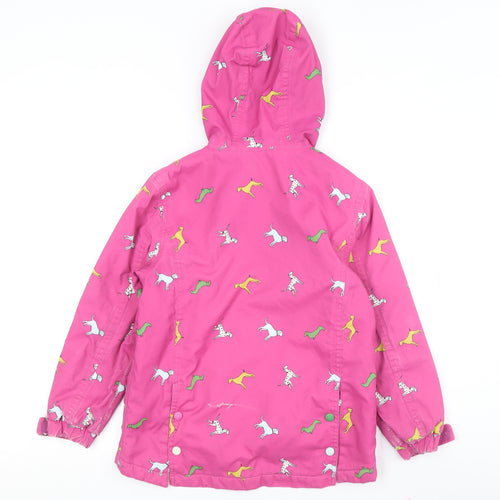 Joules Girls Pink Animal Print Parka Jacket Age 8