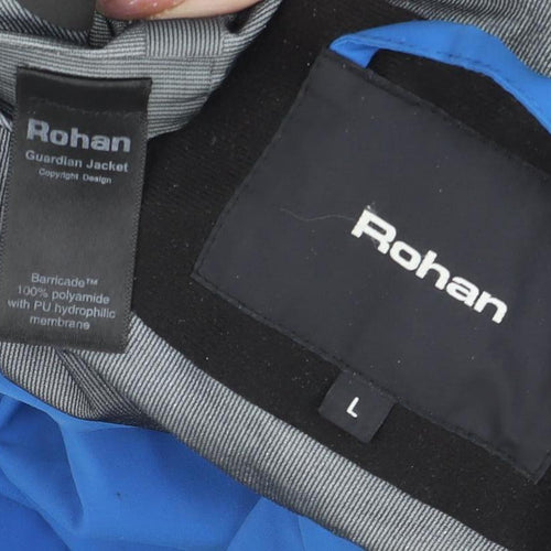 Rohan Men's Blue Rain Coat Size L Hooded Waterproof