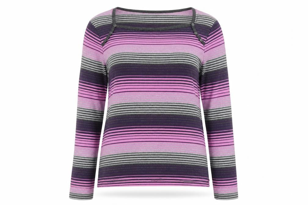 Front view of Maine New England Women's Multicoloured Striped T-Shirt, size 14