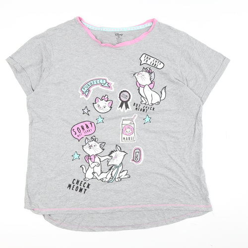 Disney Women's Grey Marie Nightshirt XL Cartoon Print