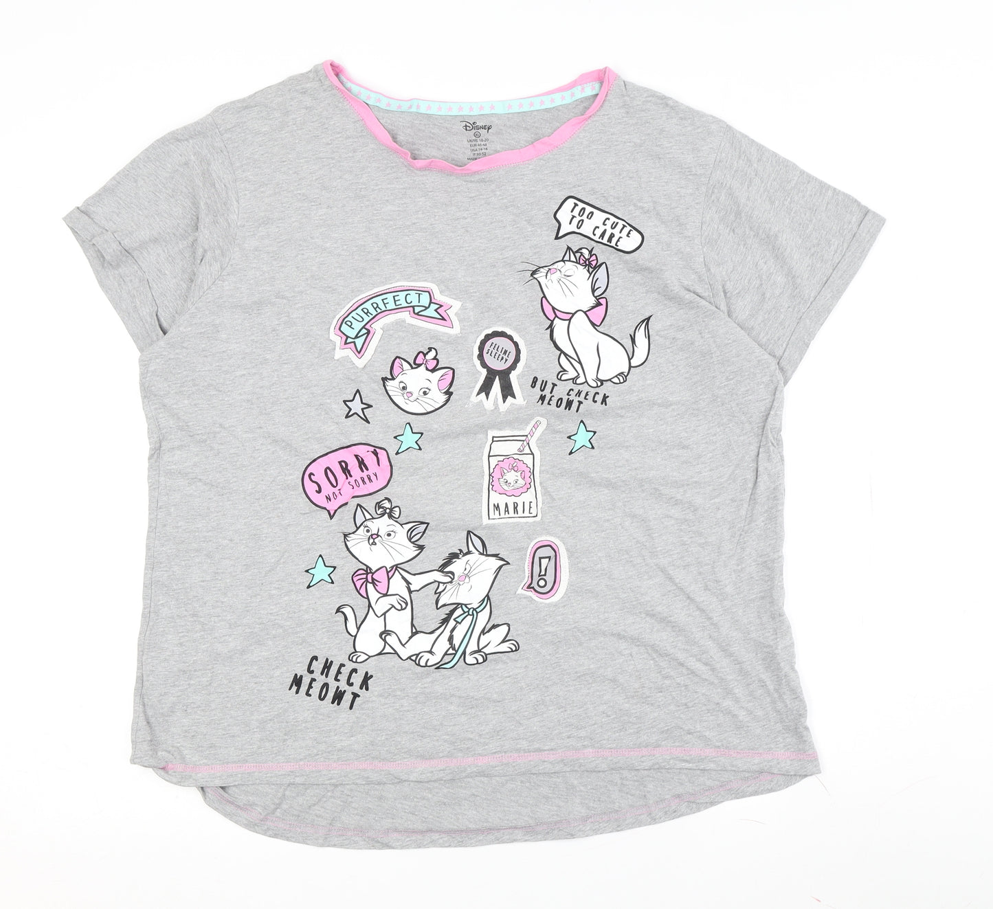 Disney Women's Grey Marie Nightshirt XL Cartoon Print
