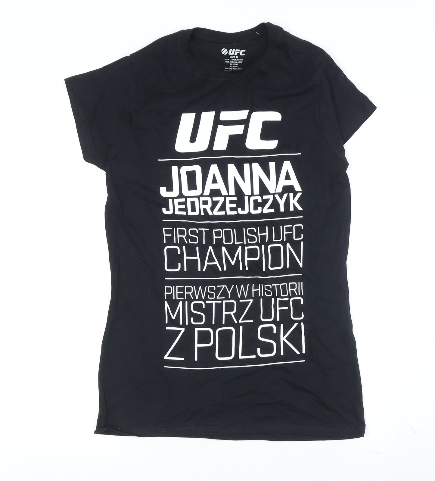 UFC Unisex Black T-Shirt M Sports Casual