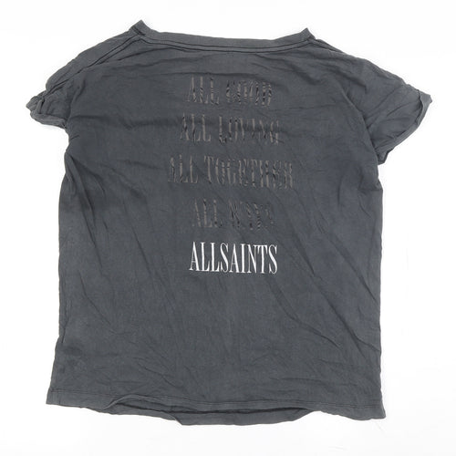 AllSaints Women's Black Cotton T-Shirt, Size S, Casual Style
