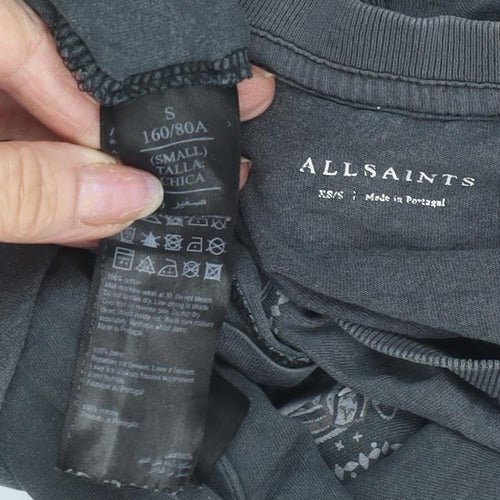AllSaints Women's Black Cotton T-Shirt, Size S, Casual Style