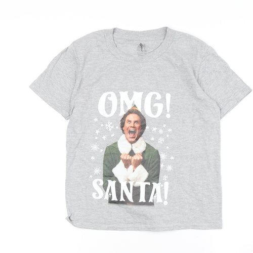 Elf Christmas Grey T-Shirt Unisex Kids 7-8 Years Regular Fit