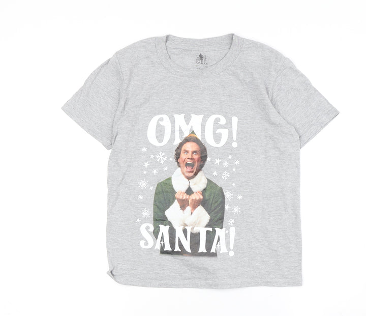 Elf Christmas Grey T-Shirt Unisex Kids 7-8 Years Regular Fit